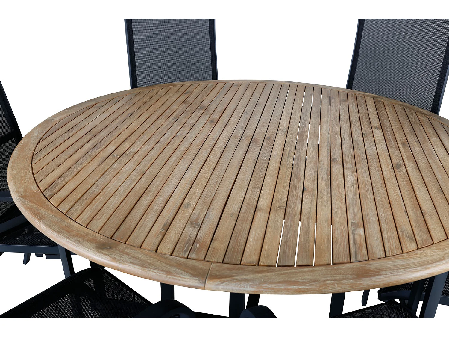Cruz Ensemble table et chaises de jardin, table Ø140cm et 6 chaises Copacabana, noir, naturel.