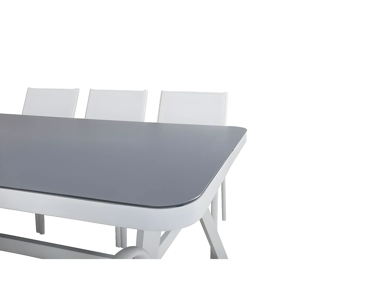 Virya tuinmeubelset tafel 100x200cm en 6 stoel Santorini wit, grijs.