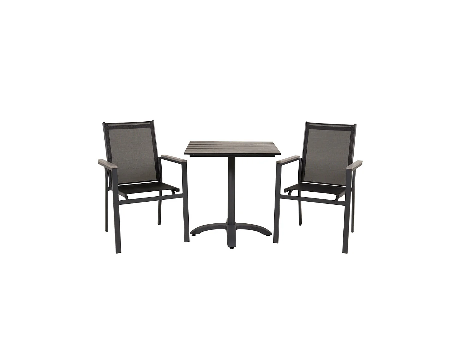 Colorado 70*70 Ensemble table et chaises de jardin, table 70x70cm et 2 chaises Parma, noir.
