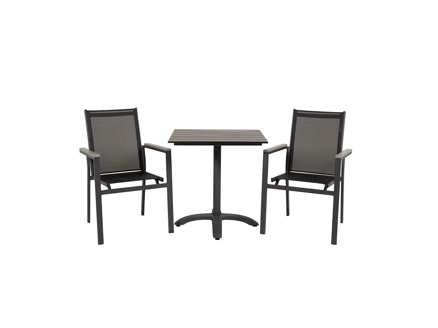Colorado 70*70 Ensemble table et chaises de jardin, table 70x70cm et 2 chaises Parma, noir.