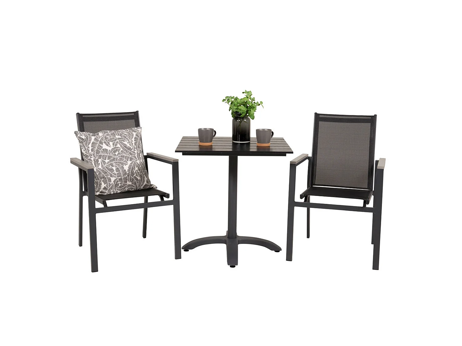 Colorado 70*70 Ensemble table et chaises de jardin, table 70x70cm et 2 chaises Parma, noir.