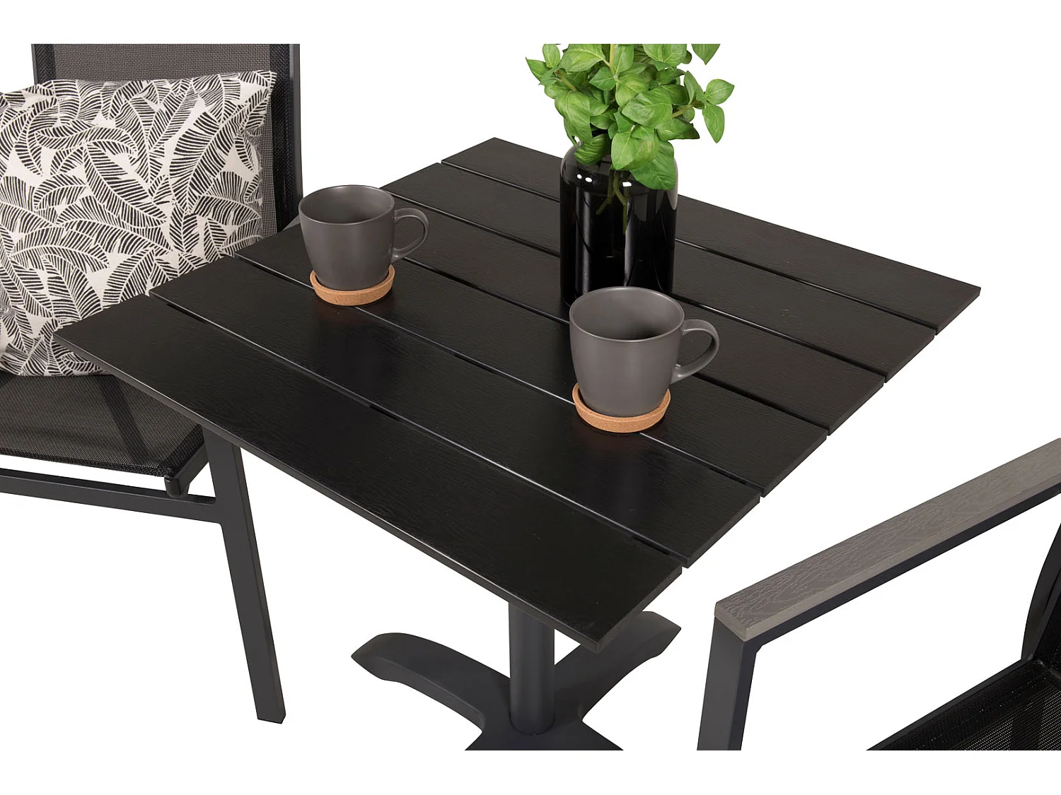 Colorado 70*70 Ensemble table et chaises de jardin, table 70x70cm et 2 chaises Parma, noir.