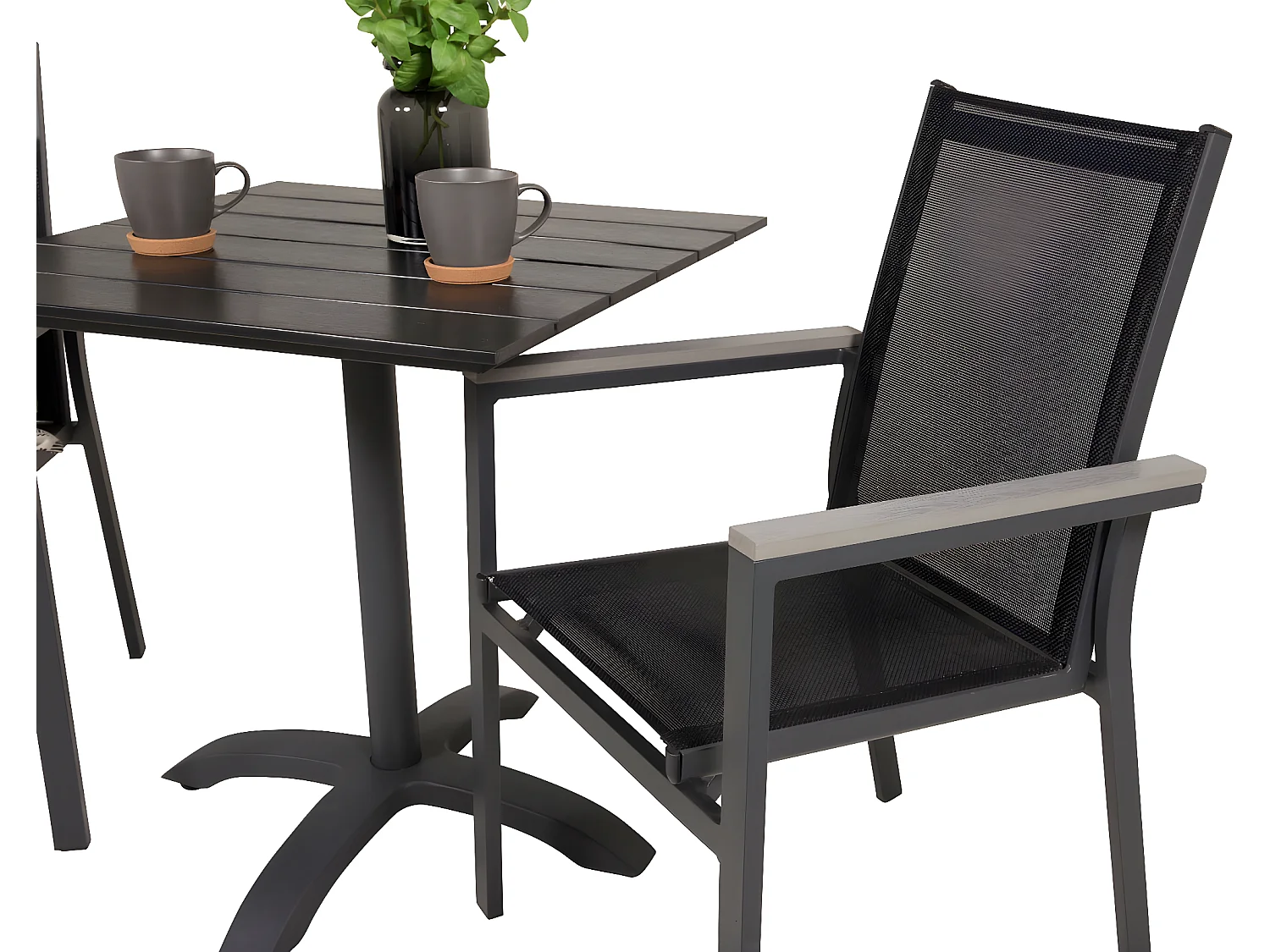 Colorado 70*70 Ensemble table et chaises de jardin, table 70x70cm et 2 chaises Parma, noir.