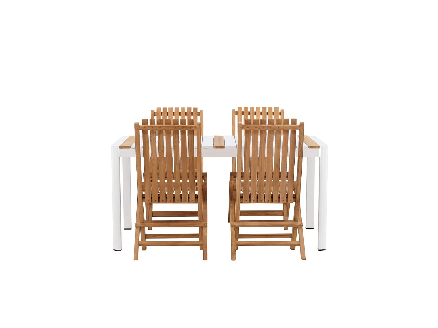 Togo tuinmeubelset tafel 150x100cm, 4 stoelen Ghana, wit,naturel.