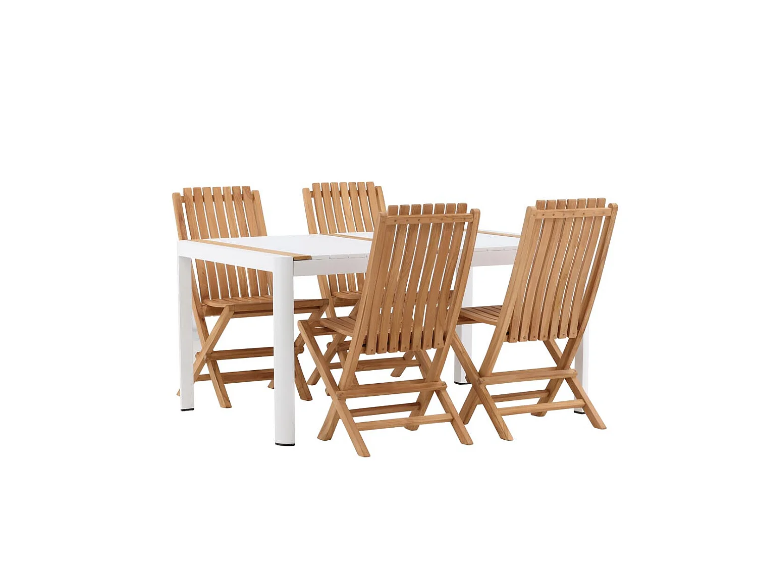 Togo tuinmeubelset tafel 150x100cm, 4 stoelen Ghana, wit,naturel.