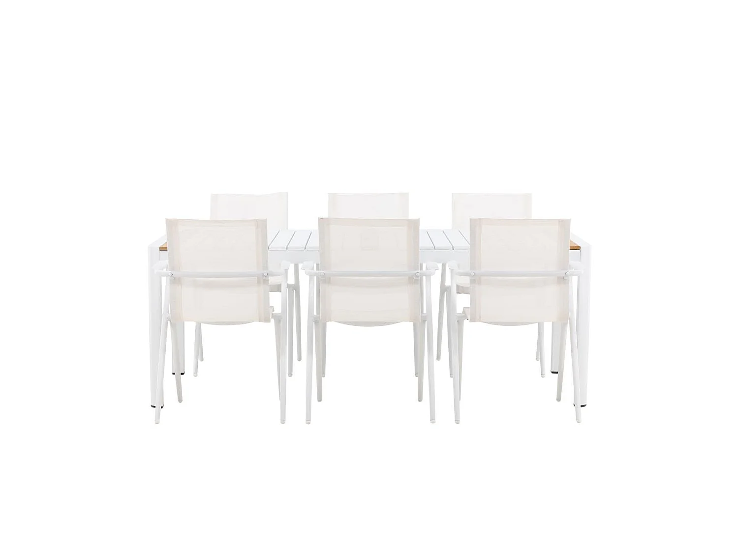 Togo ensemble table et chaises de jardin, table 200x100cm, 6 chaises Alina, blanc,blanc.