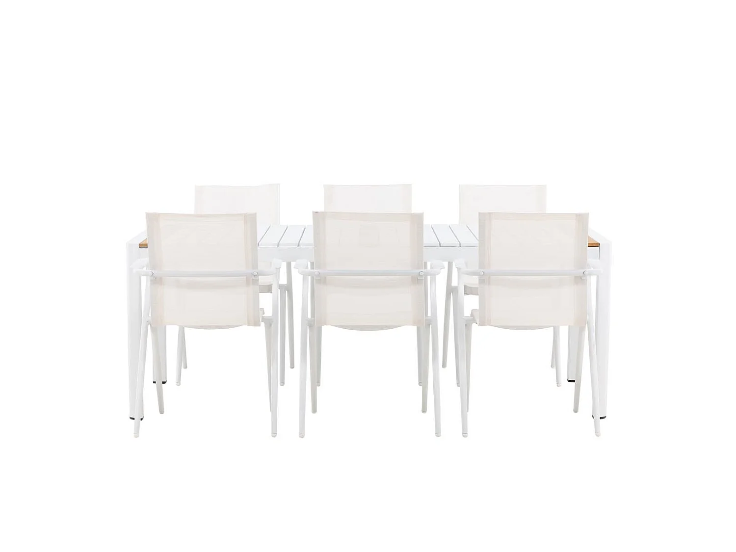 Togo tuinmeubelset tafel 200x100cm, 6 stoelen Alina, wit,wit.