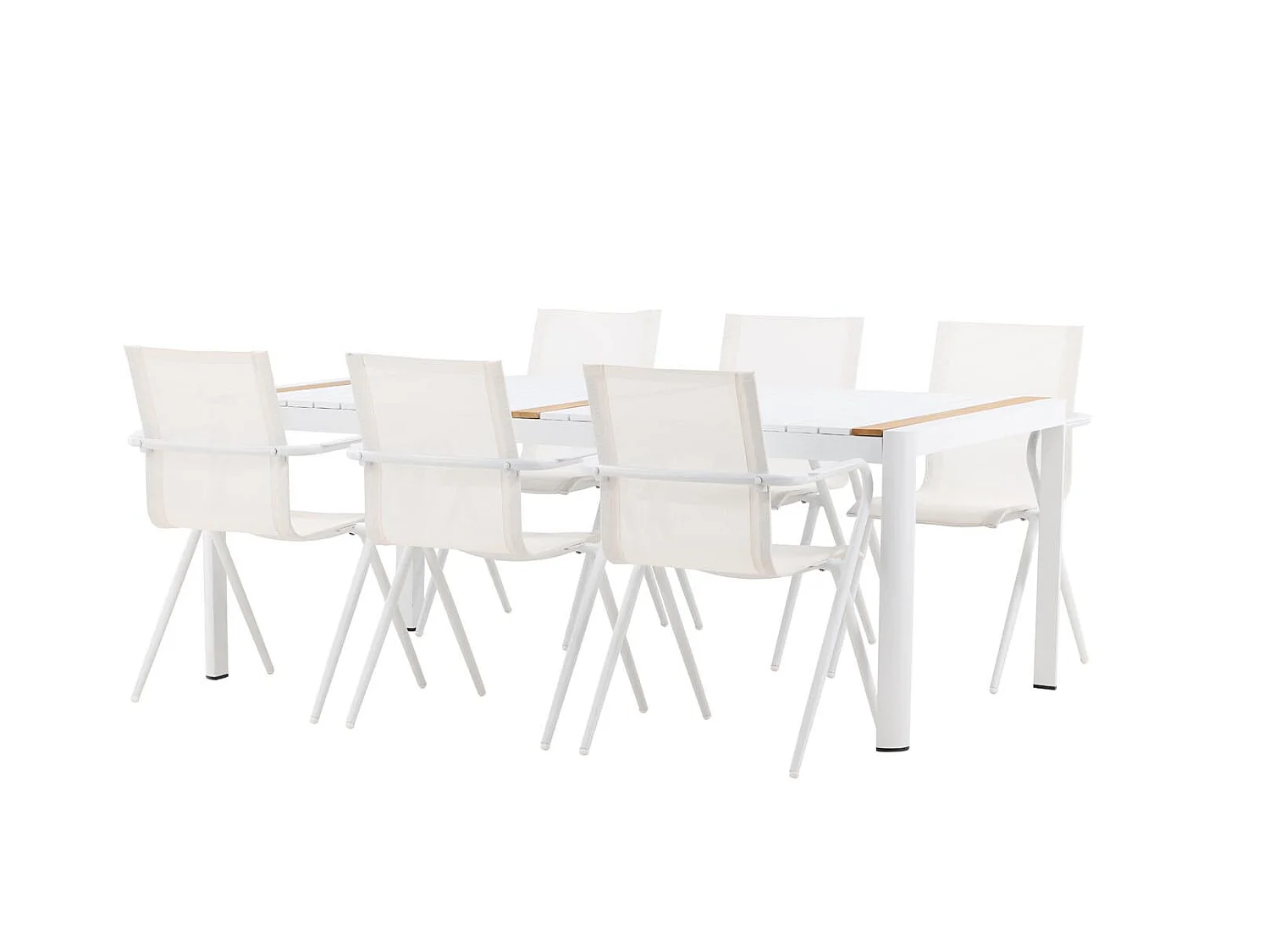 Togo tuinmeubelset tafel 200x100cm, 6 stoelen Alina, wit,wit.