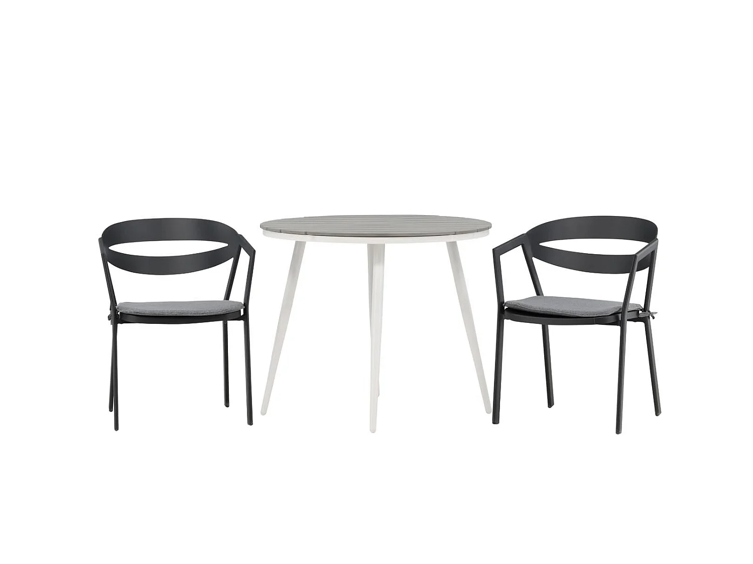 Break ensemble table et chaises de jardin, table 90x90cm, 2 chaises Wear, gris,noir.