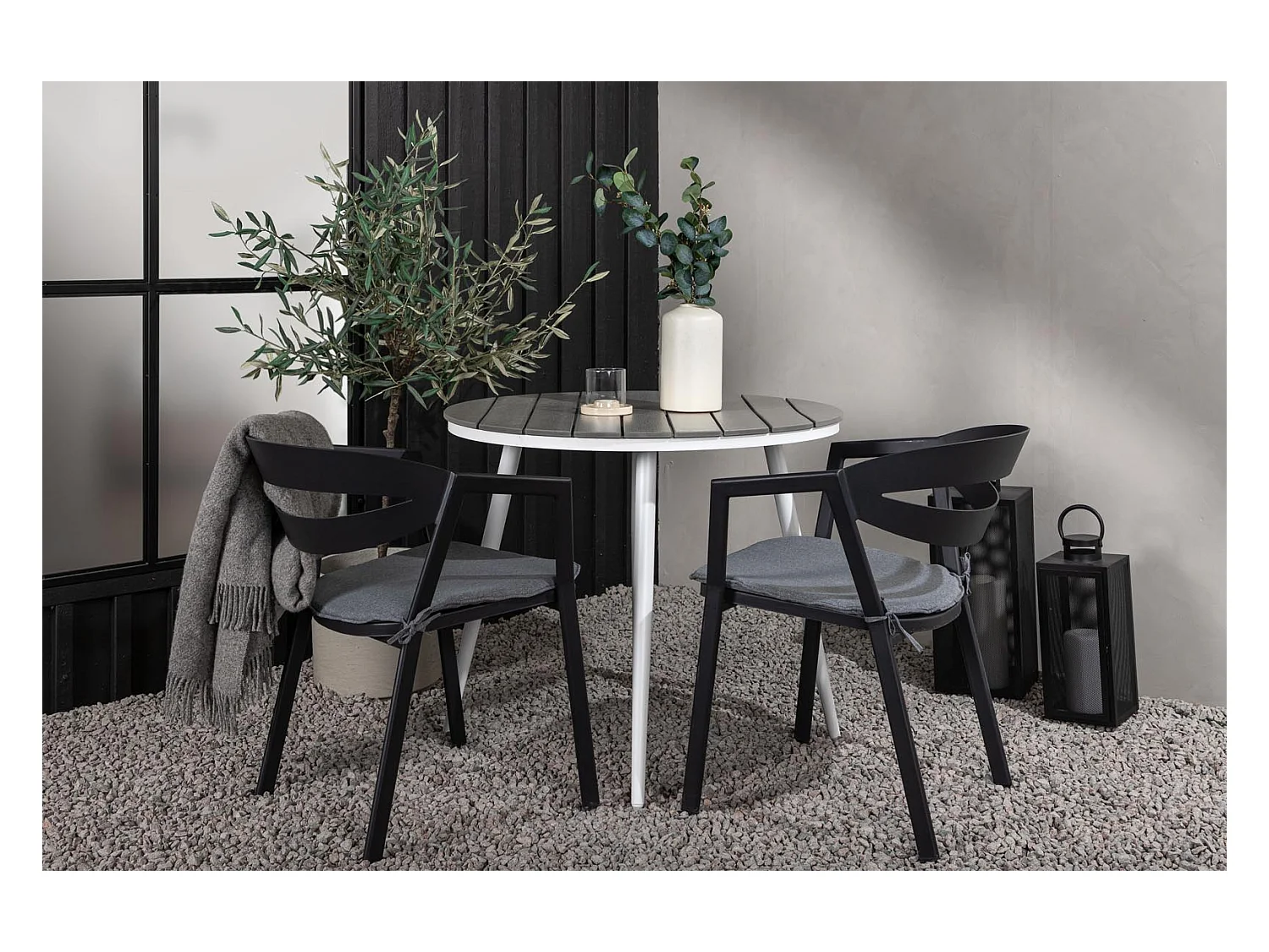 Break tuinmeubelset tafel 90x90cm, 2 stoelen Wear, grijs,zwart.