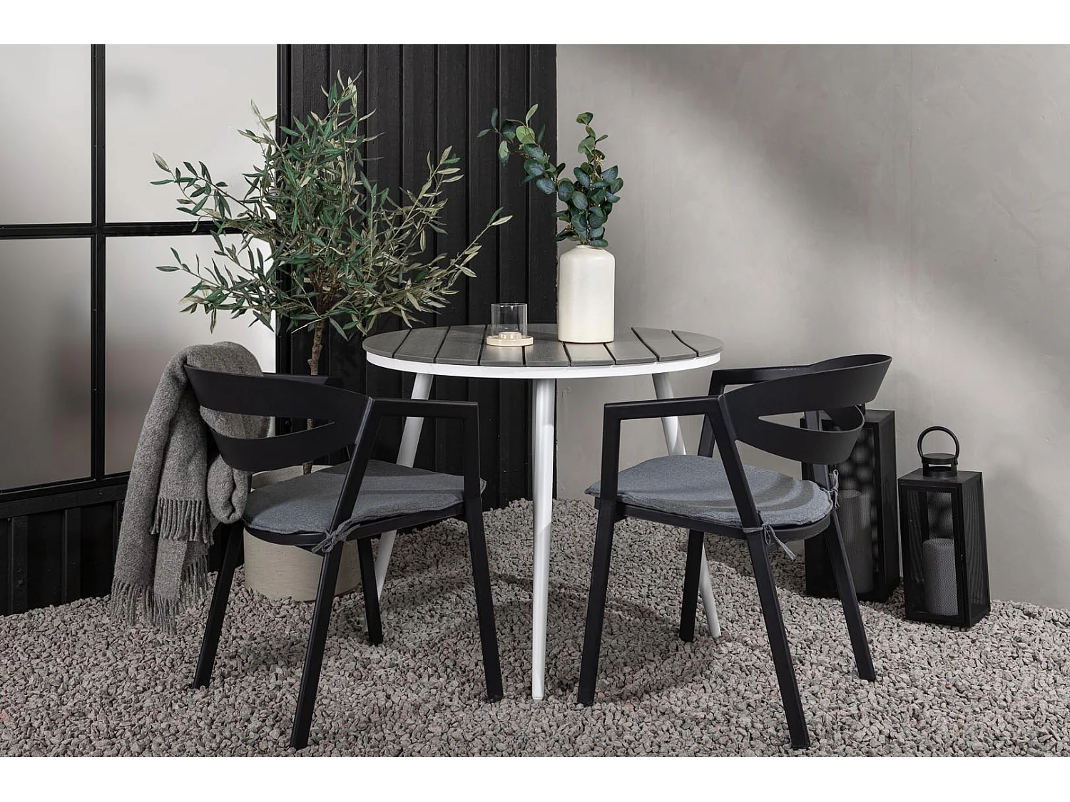 Break tuinmeubelset tafel 90x90cm, 2 stoelen Wear, grijs,zwart.