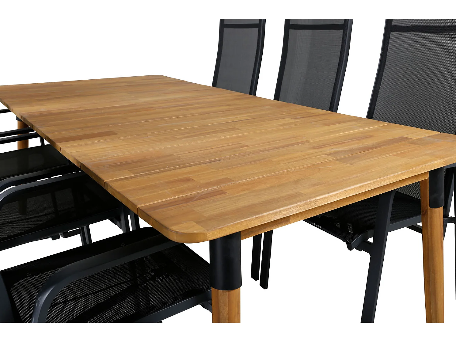 Julian tuinmeubelset tafel 100x210cm en 6 stoel Copacabana zwart, naturel.