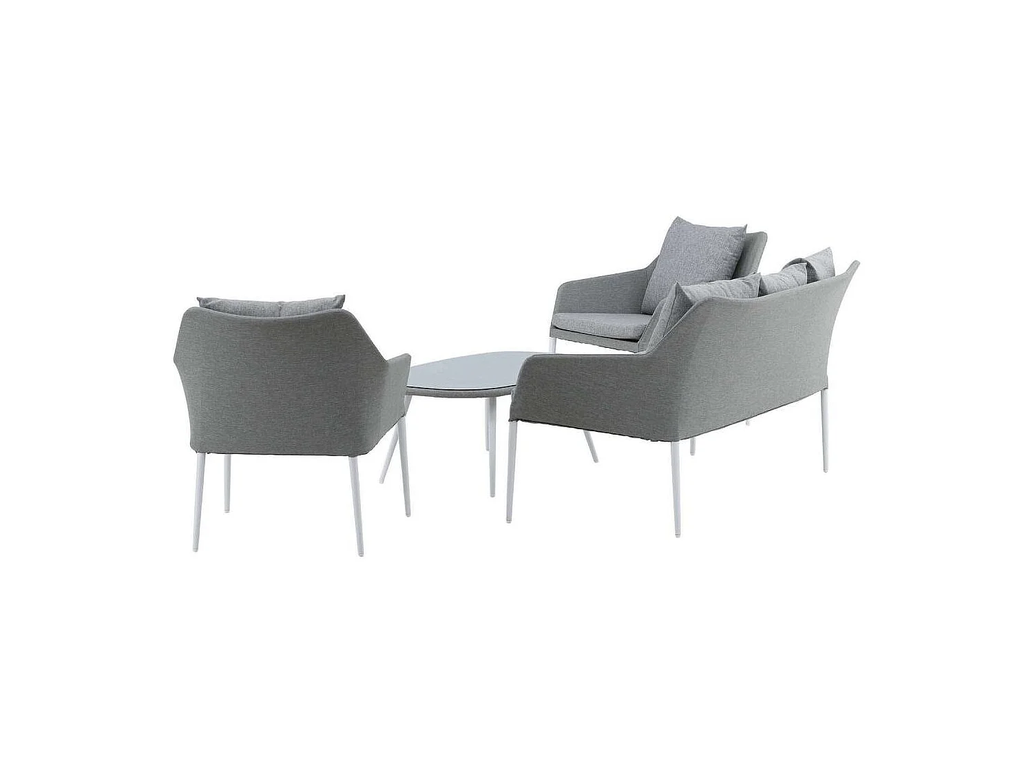 Salon de Jardin "Spoga" 151cm Gris & Blanc