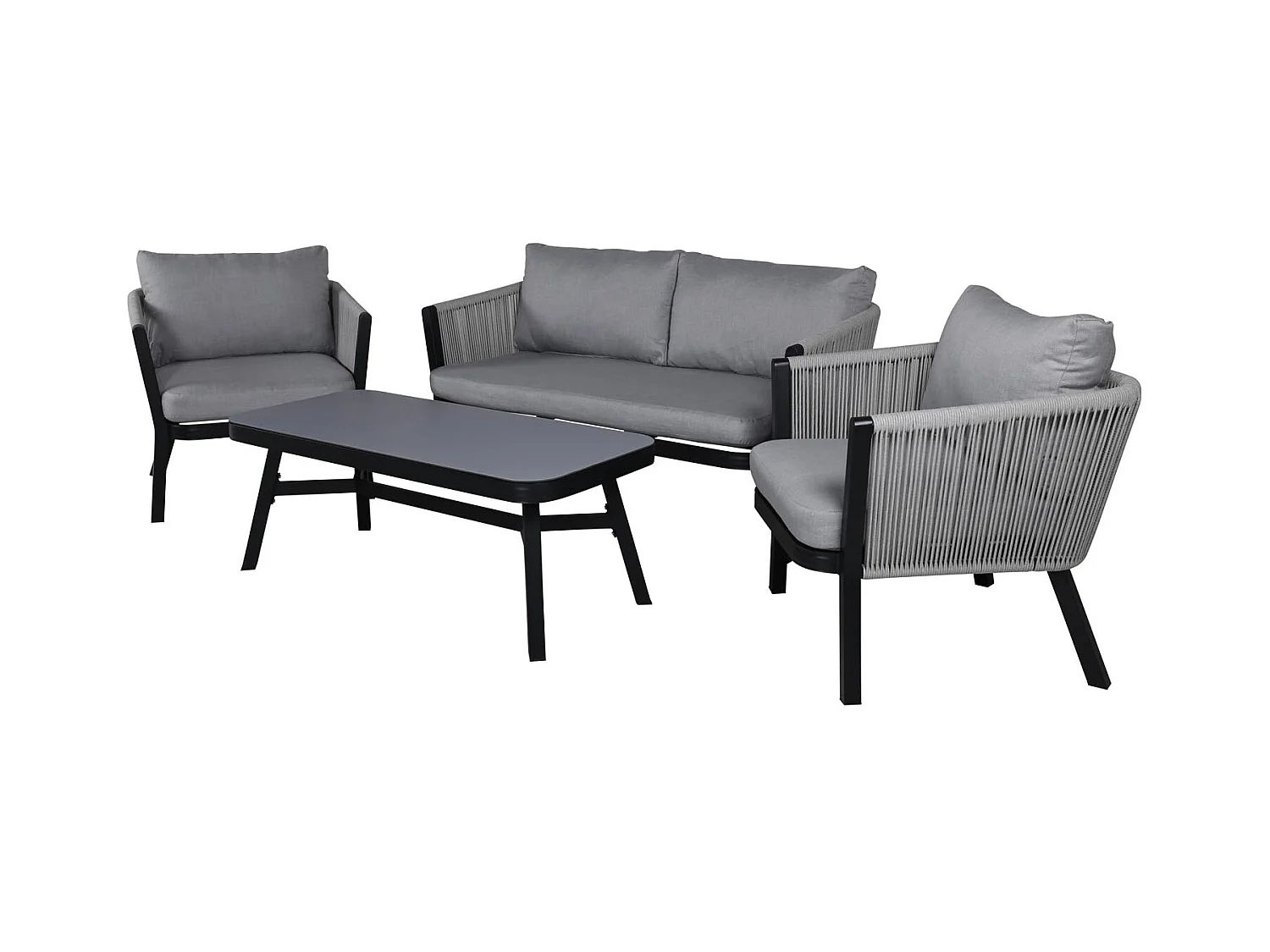 Salon de Jardin "Virya" 150cm Noir & Gris