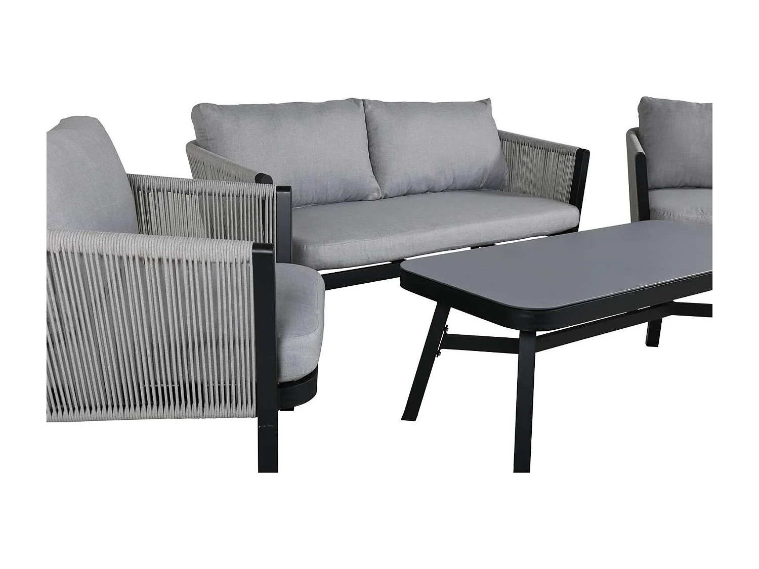 Salon de Jardin "Virya" 150cm Noir & Gris