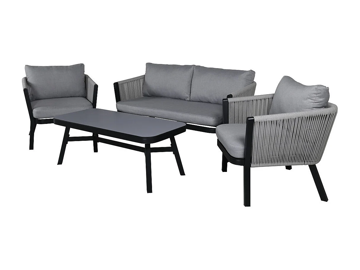 Salon de Jardin "Virya" 150cm Noir & Gris