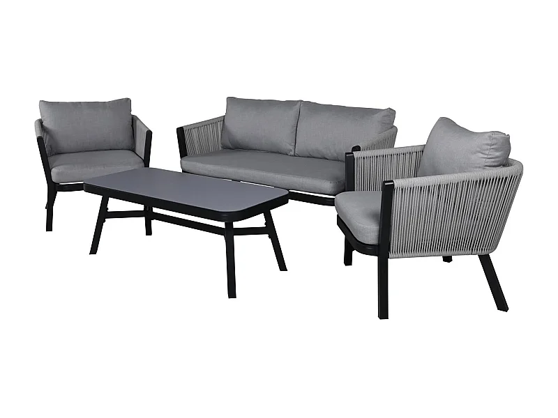 Salon de Jardin "Virya" 150cm Noir & Gris