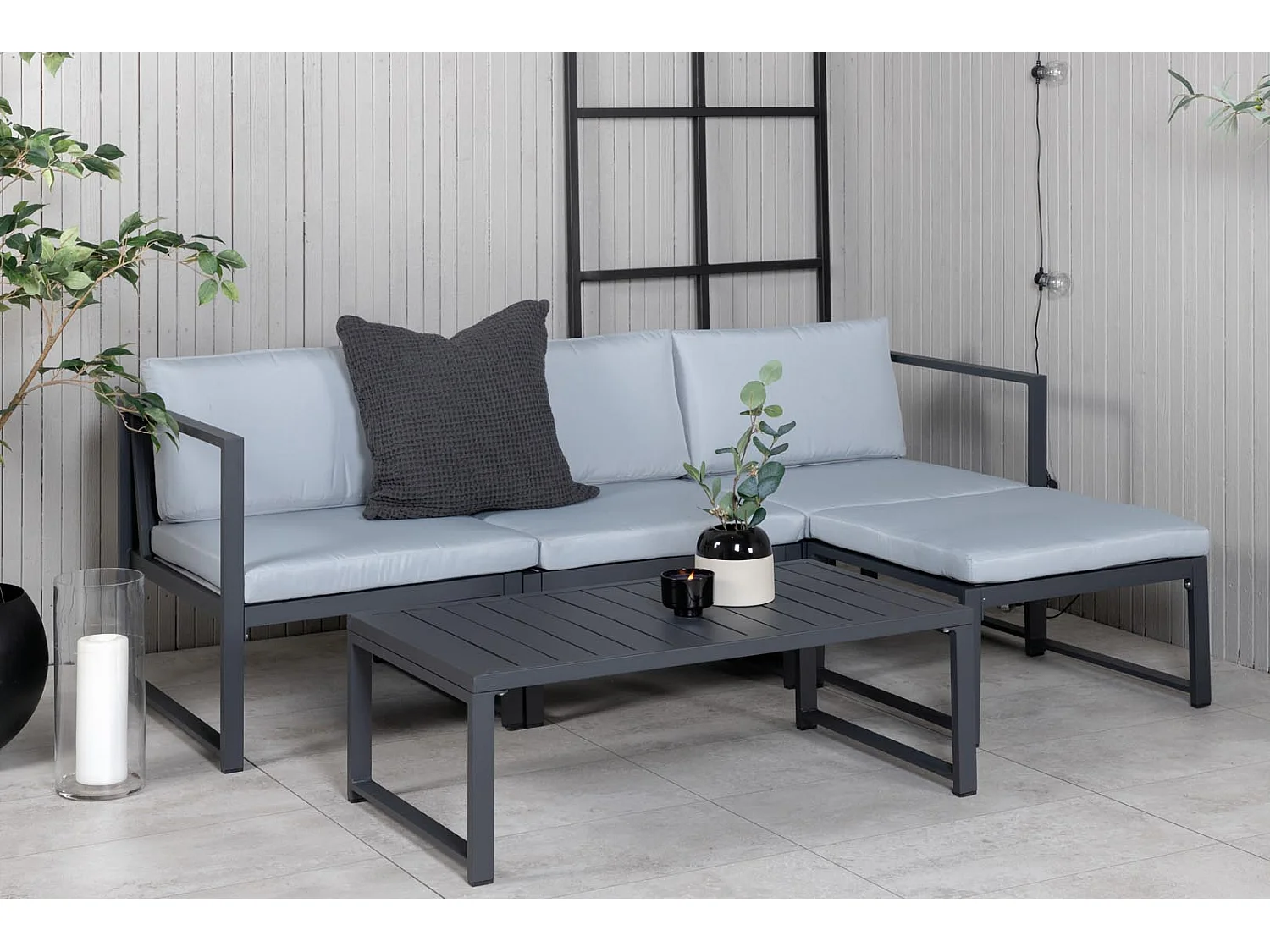 Salvador tuinmeubelset 2 delen grijs, zwart.