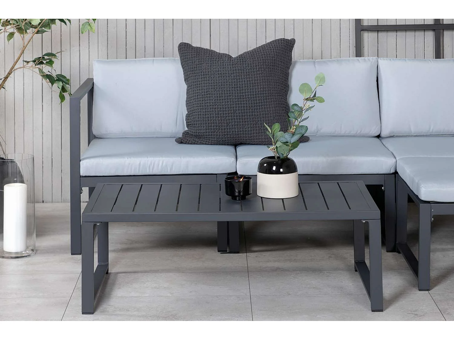 Salvador tuinmeubelset 2 delen grijs, zwart.