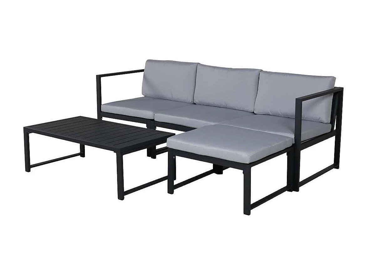 Salvador tuinmeubelset 2 delen grijs, zwart.