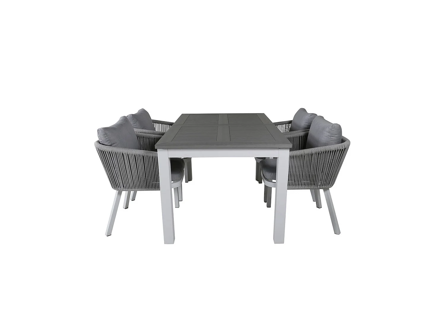 Albany Gartenset Tisch 90x152/210cm und 4 Stühle Virya weiß, grau, cremefarben.