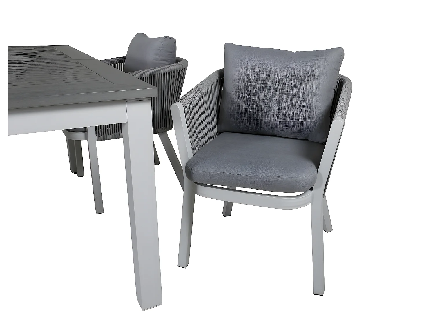 Albany Gartenset Tisch 90x152/210cm und 4 Stühle Virya weiß, grau, cremefarben.