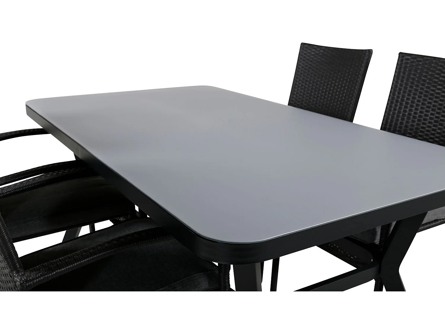 Virya Gartenset Tisch 90x160cm und 4 Stühle Anna schwarz, grau.