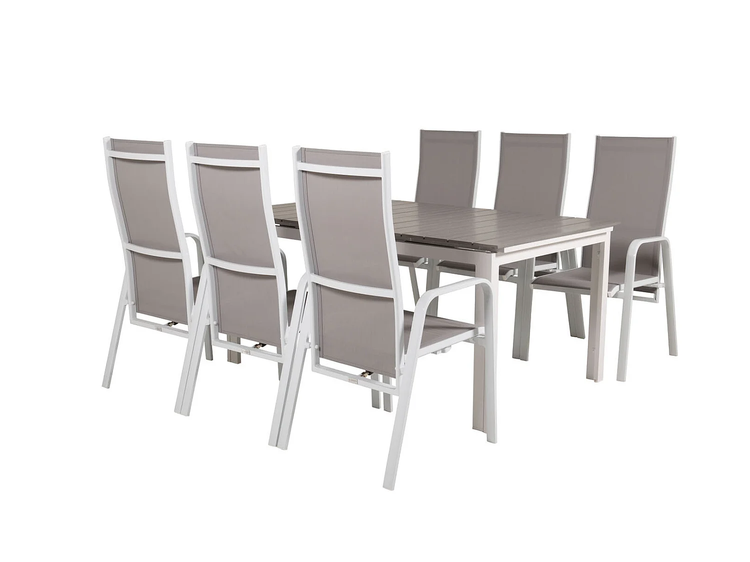 Levels Ensemble table et chaises de jardin, table 100x160/240cm et 6 chaises Copacabana, blanc, gris.