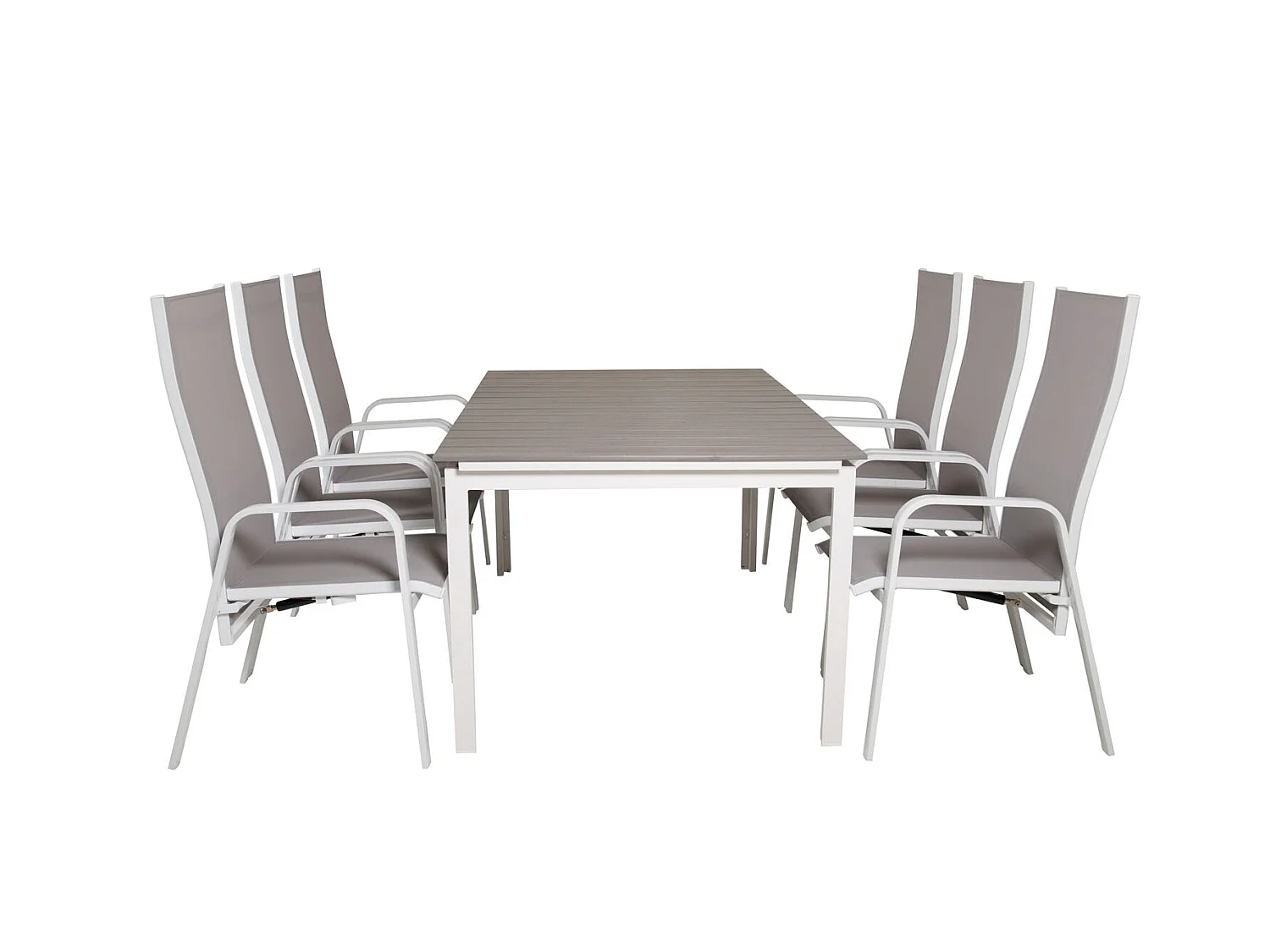Levels Ensemble table et chaises de jardin, table 100x160/240cm et 6 chaises Copacabana, blanc, gris.