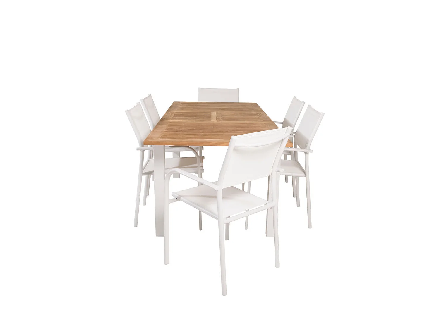 Panama Ensemble table et chaises de jardin, table 90x152/210cm et 6 chaises Santorini, blanc, naturel.