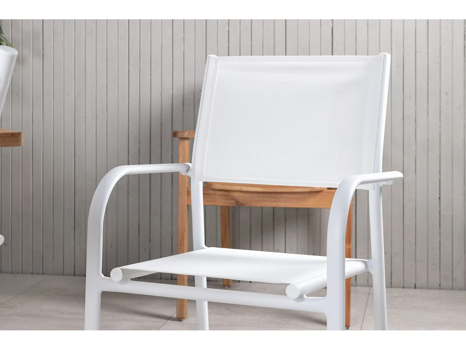 Panama Ensemble table et chaises de jardin, table 90x152/210cm et 6 chaises Santorini, blanc, naturel.