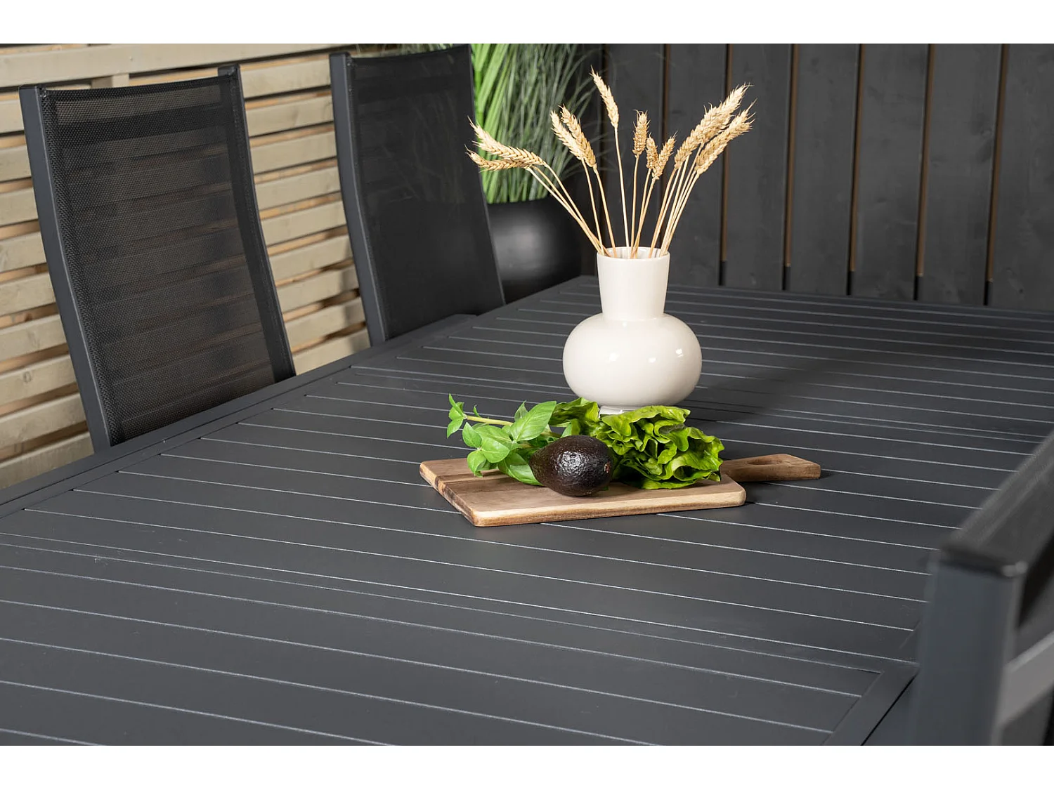 Marbella Ensemble table et chaises de jardin, table 100x160/240cm et 8 chaises Copacabana, noir.