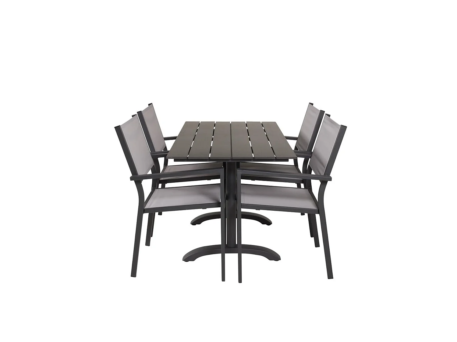 Denver ensemble table et chaises de jardin, table 120x70cm, 4 chaises Copacabana, noir,gris.