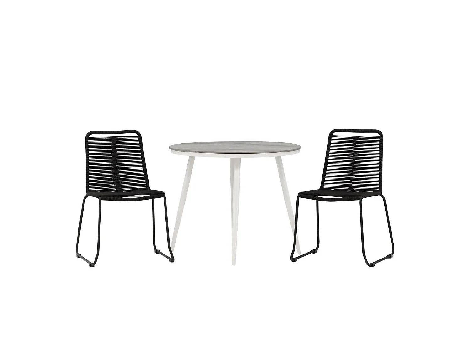 Break Gartenset Tisch 90x90cm, 2 Stühle Lindos, grau,schwarz.