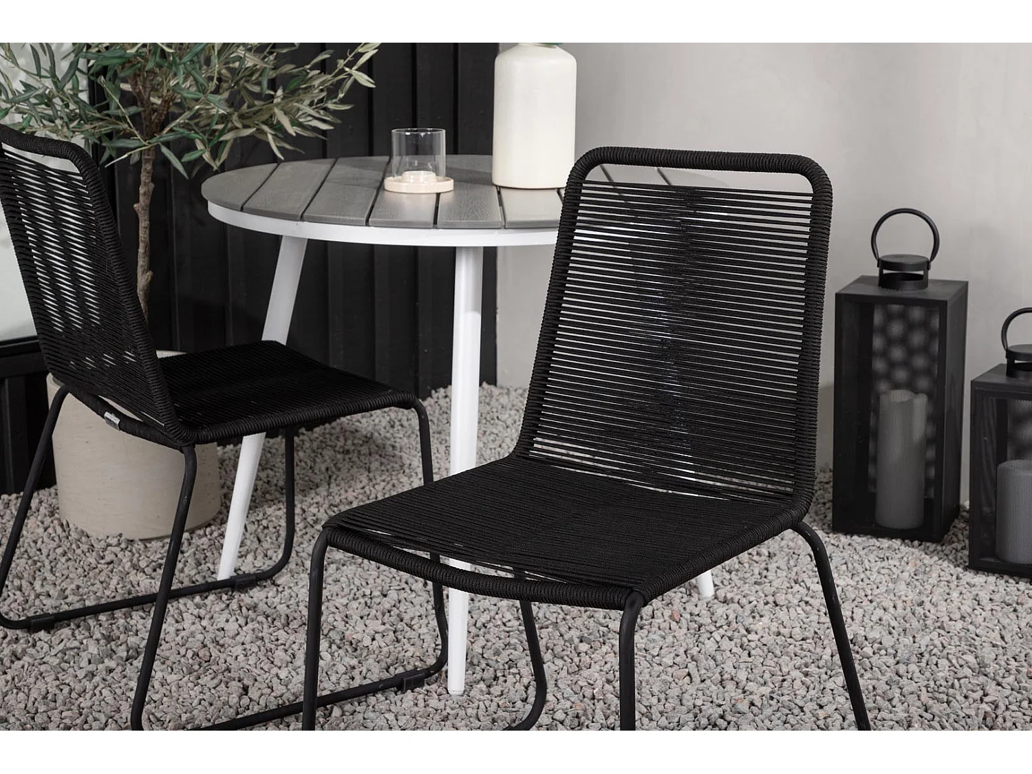 Break tuinmeubelset tafel 90x90cm, 2 stoelen Lindos, grijs,zwart.