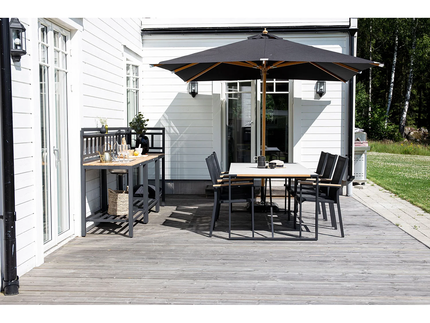 Parasol en Bois "Naxos" 300cm Noir