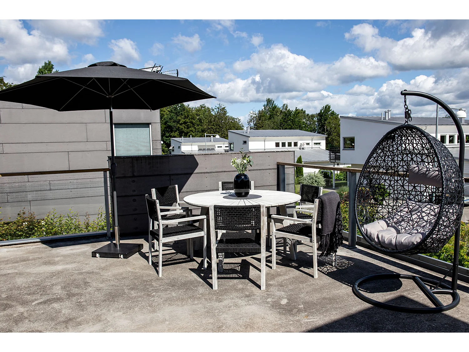 Leeds parasol zwartgrijs.