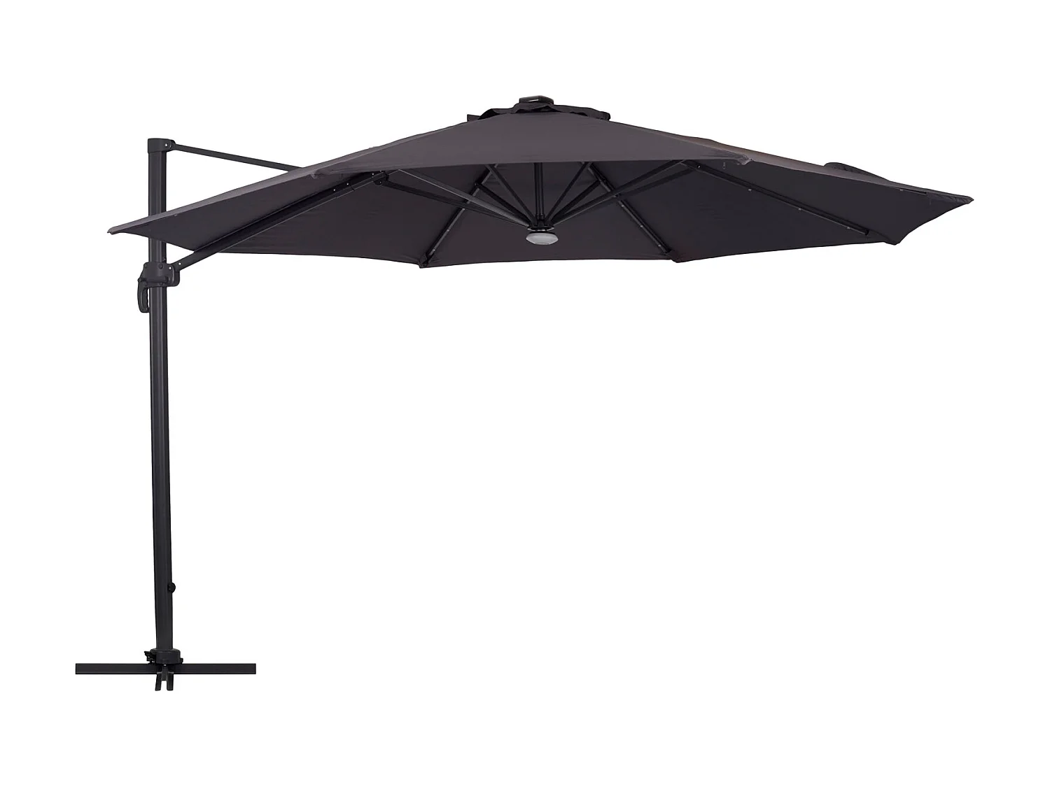 Torben zonnescherm Parasol, hangparasol Ø3.5M zwart, grijs.