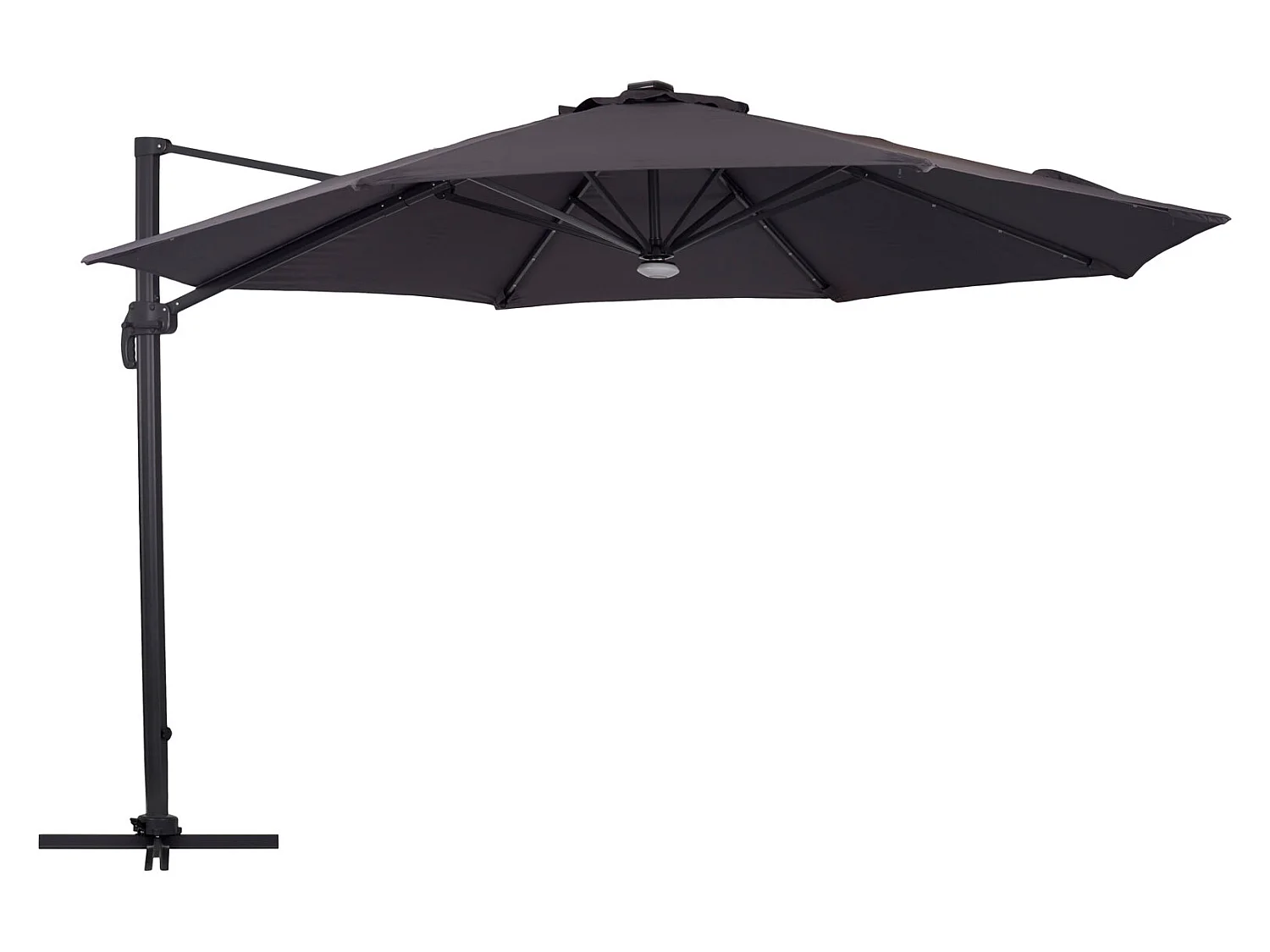 Torben zonnescherm Parasol, hangparasol Ø3.5M zwart, grijs.