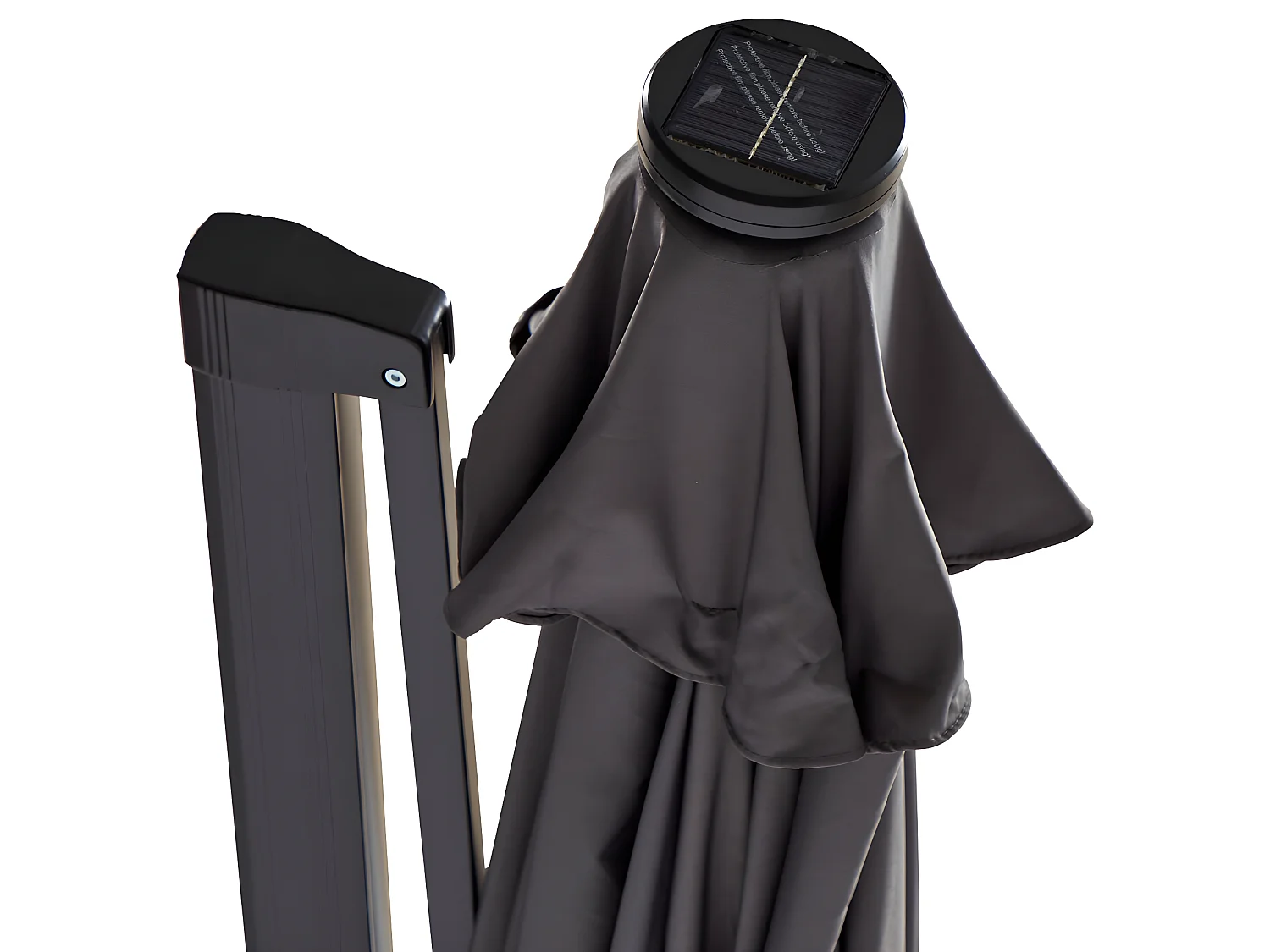 Torben zonnescherm Parasol, hangparasol Ø3.5M zwart, grijs.