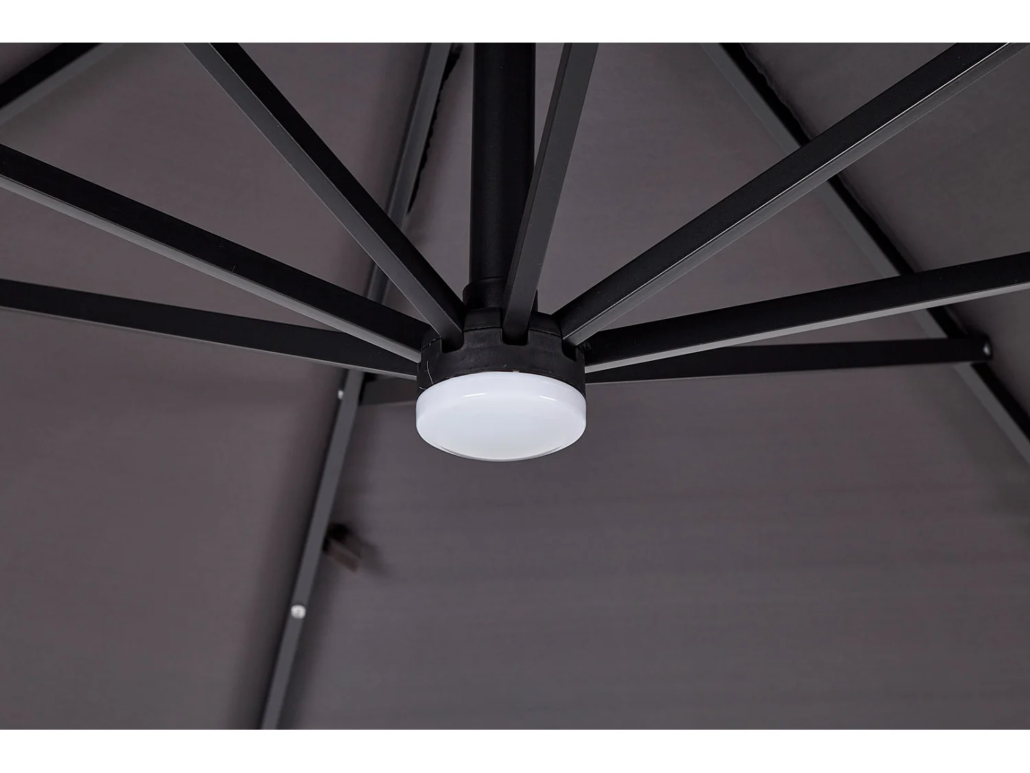 Torben zonnescherm Parasol, hangparasol Ø3.5M zwart, grijs.