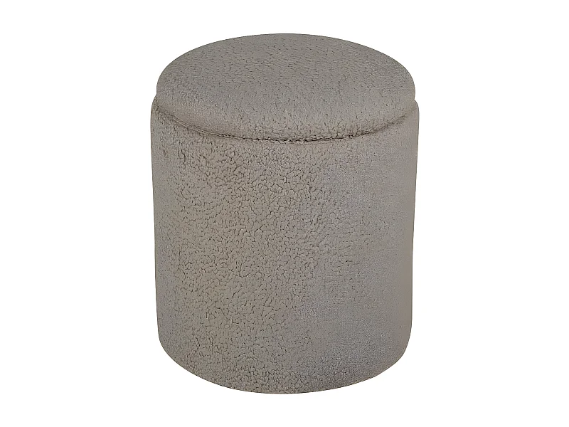 Puf Limpen, reposapiés con almacenaje Ø32cm tejido osito beige.