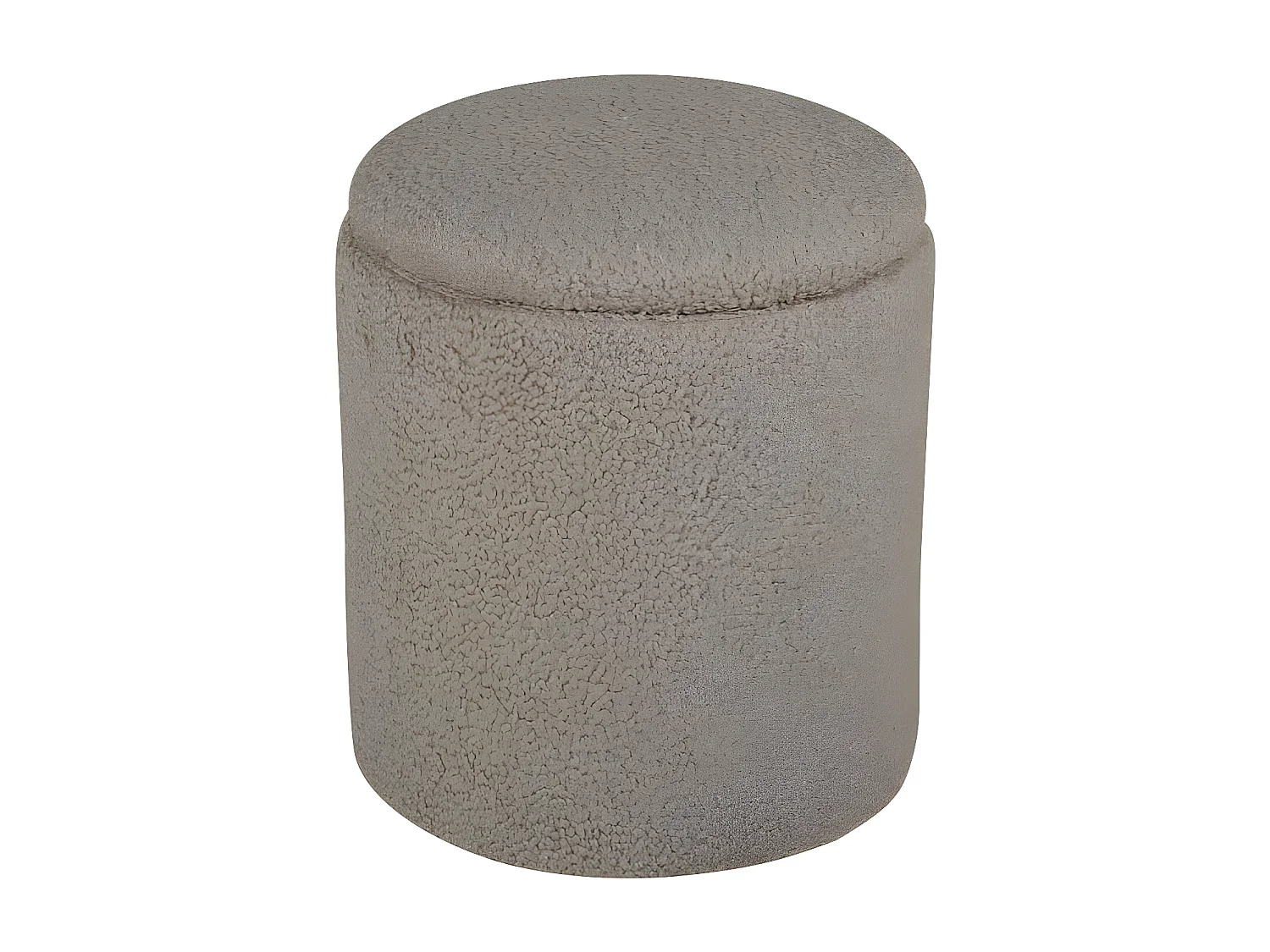 Limpen poef, hocker met opbergruimte Ø32cm teddystof beige.