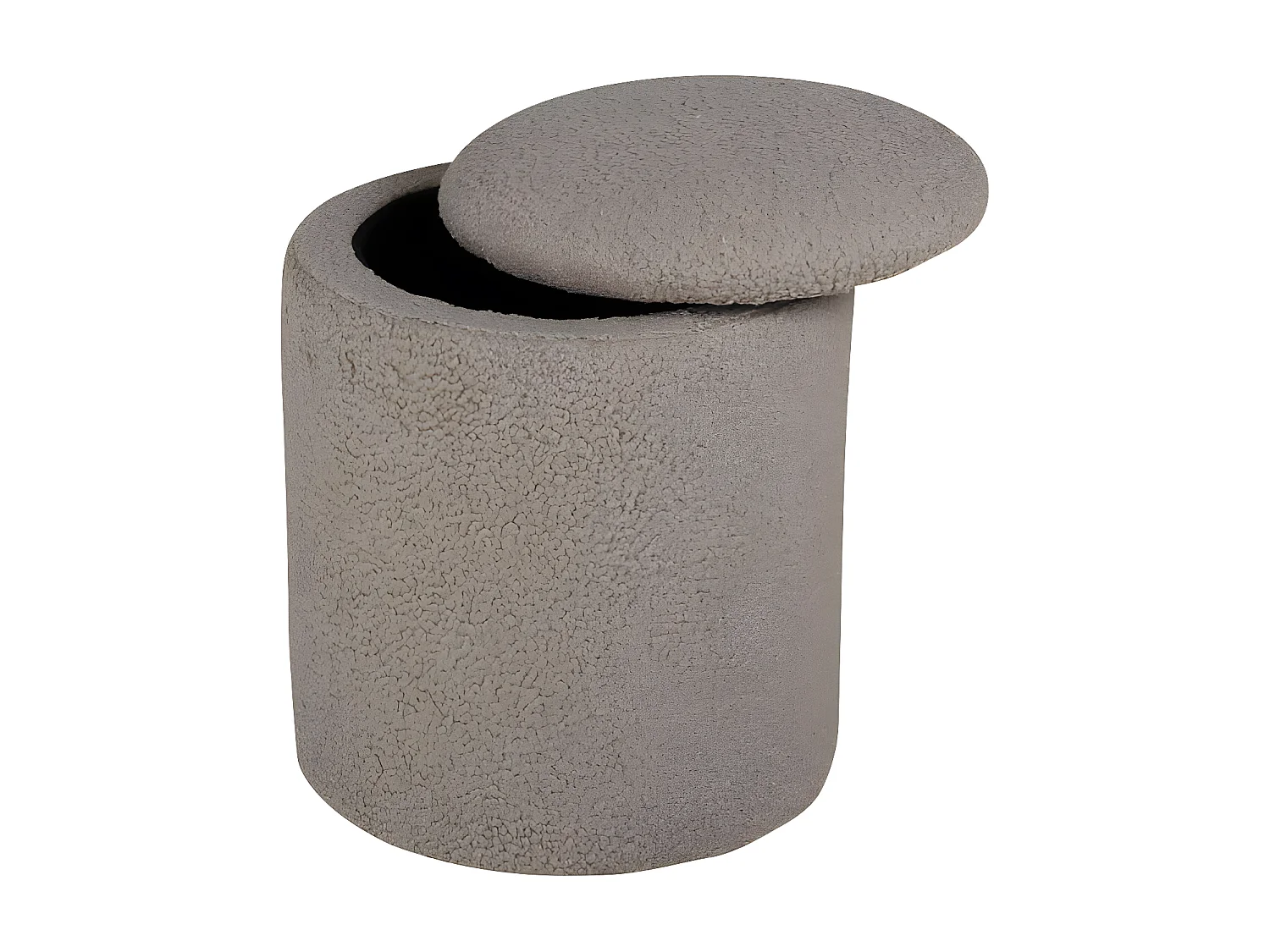 Limpen poef, hocker met opbergruimte Ø32cm teddystof beige.