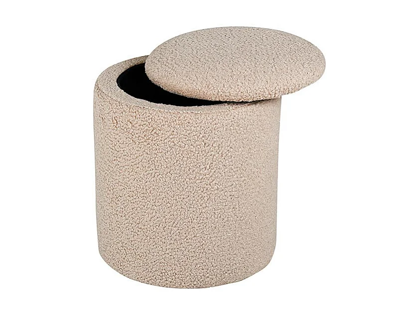 Pouf Coffre Tissu Bouclette "Limpen" 40cm Beige