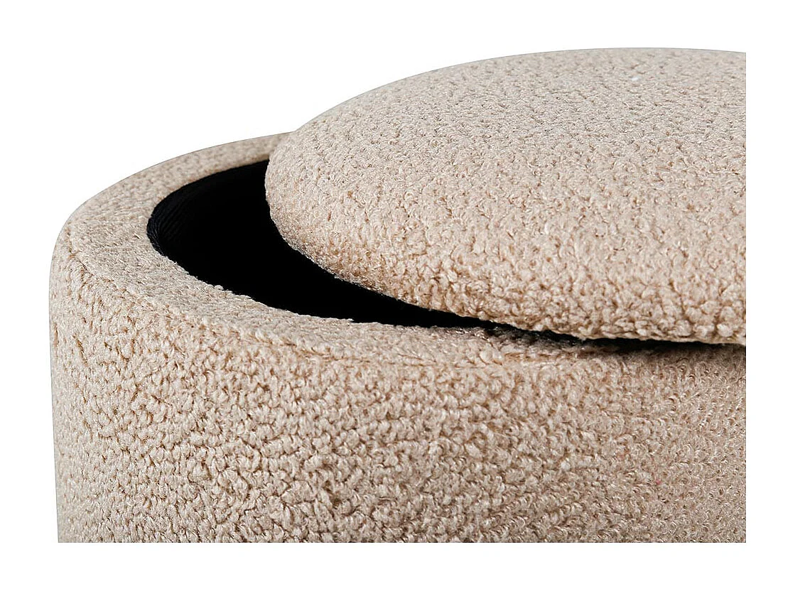 Pouf Coffre Tissu Bouclette "Limpen" 40cm Beige