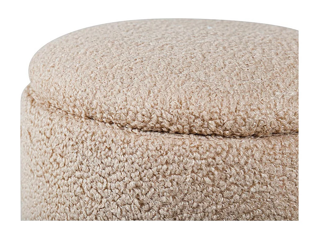 Pouf Coffre Tissu Bouclette "Limpen" 40cm Beige