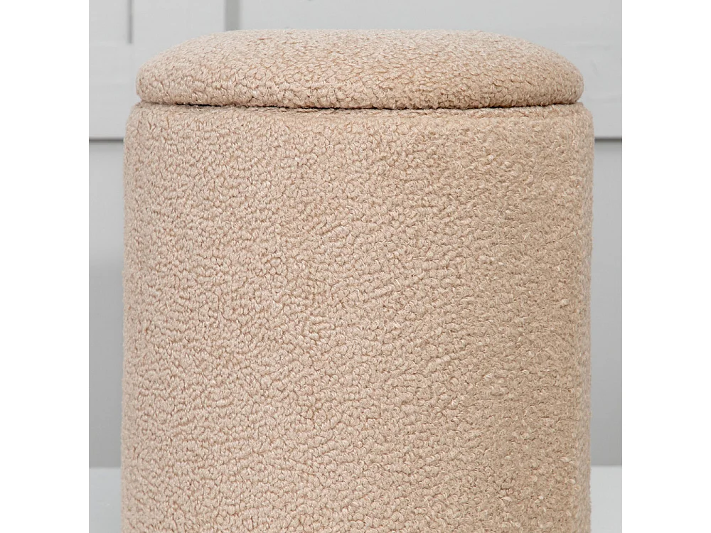 Pouf Coffre Tissu Bouclette "Limpen" 40cm Beige