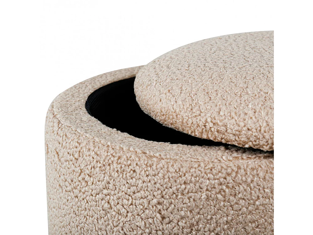 Pouf Coffre Tissu Bouclette "Limpen" 40cm Beige