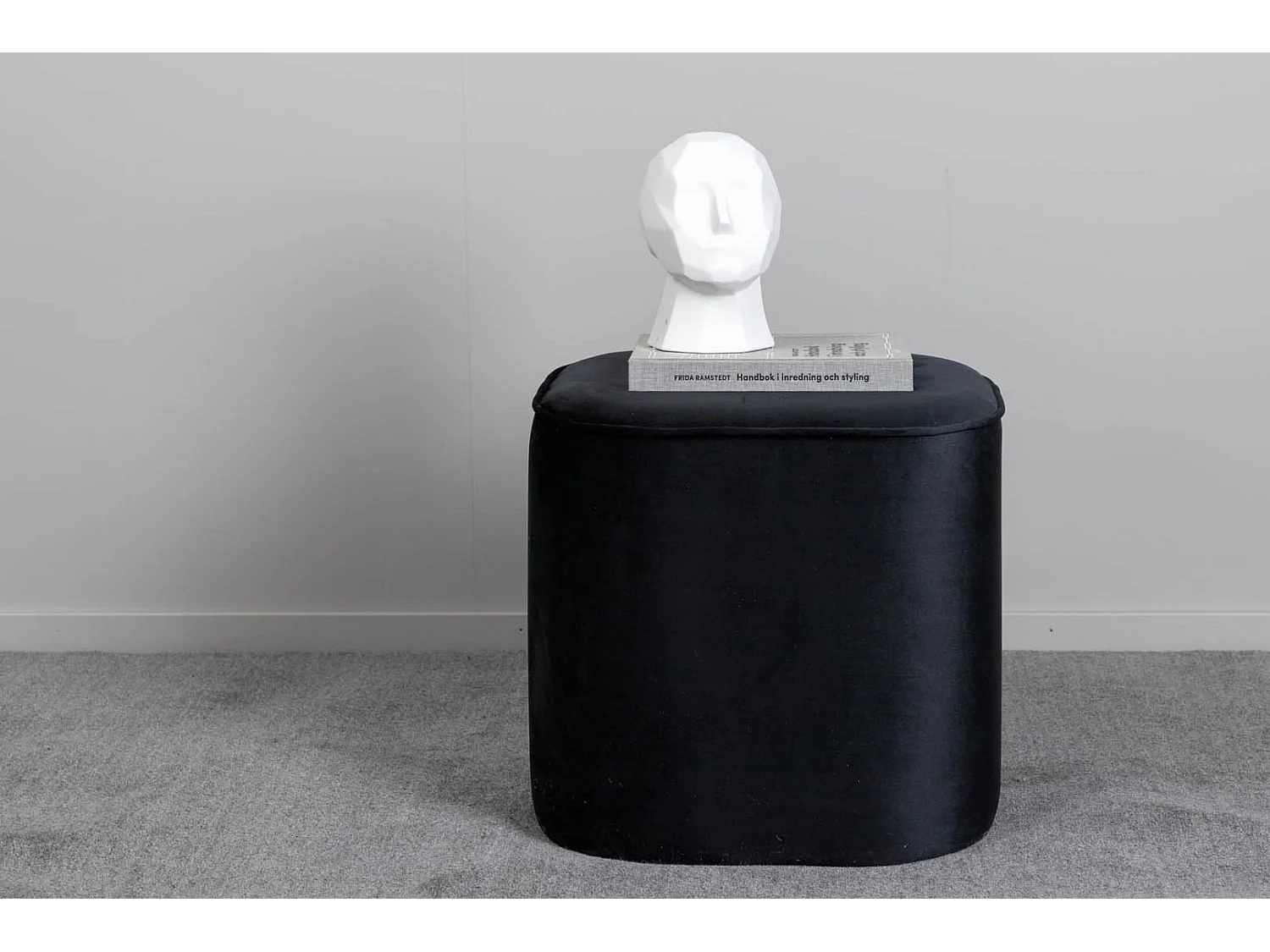 Pouf en Velours "Piff" 44cm Noir